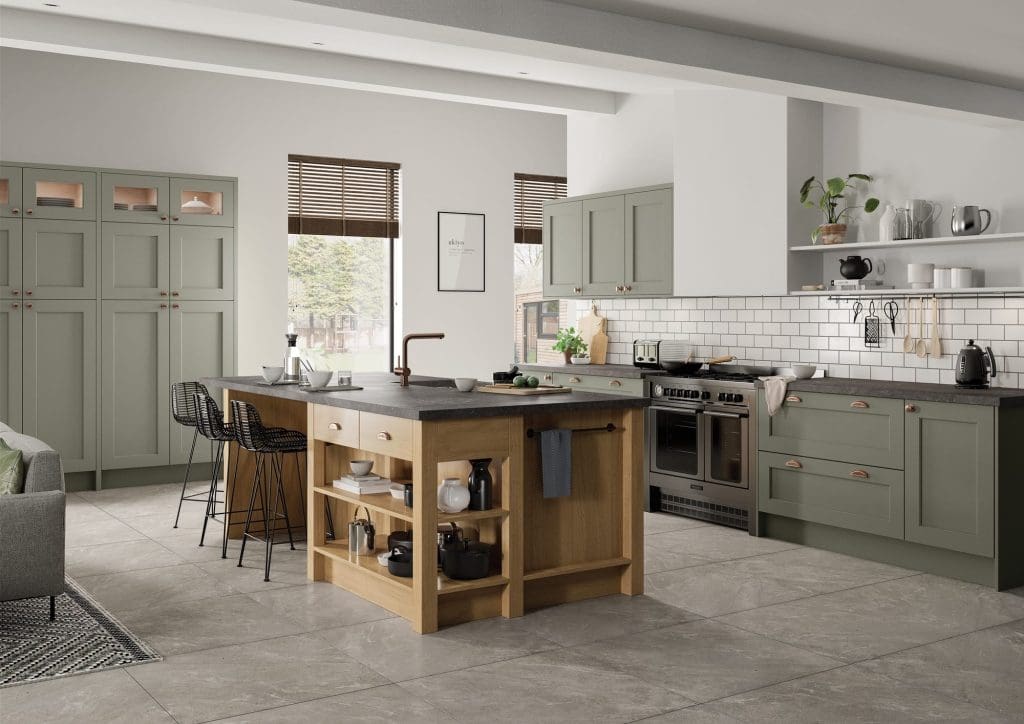 Wakefield Cardamom And Light Oak Main Shoot Rgb | Aristocraft Kitchens