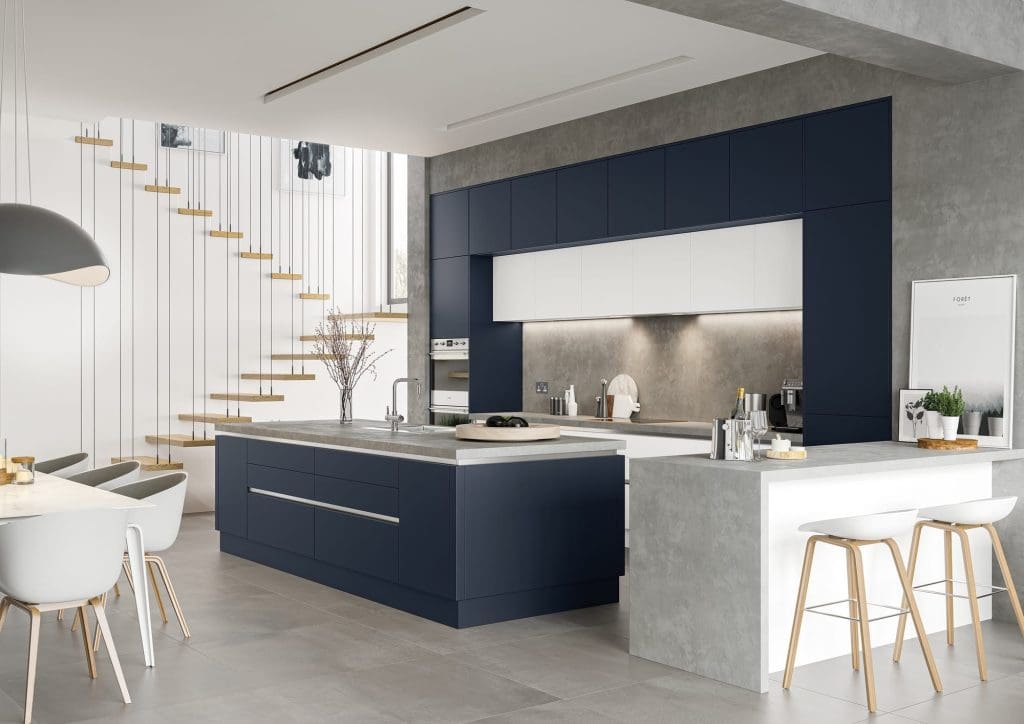 Zola Soft Matte Indigo And White Main Shoot Rgb | Aristocraft Kitchens