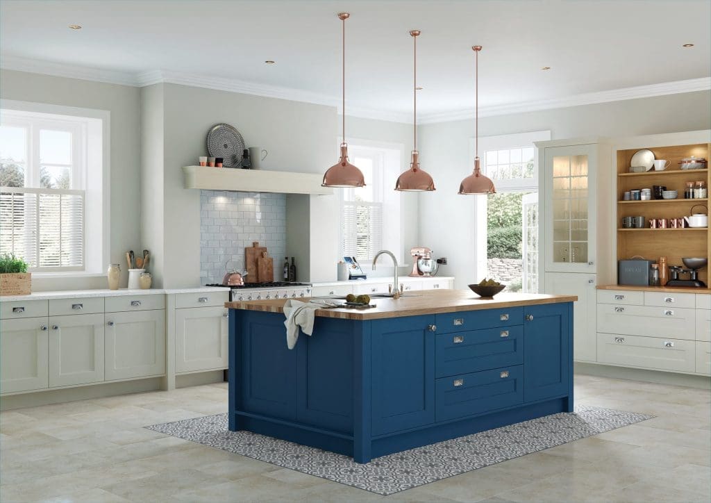 Wakefield Parisian Blue And Mussel Main Shoot Rgb | Aristocraft Kitchens