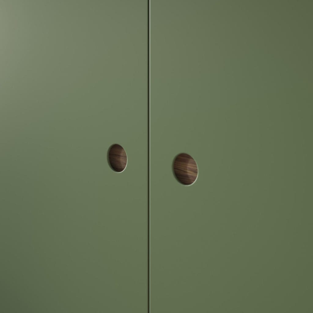 Parity Portal Regents Green With Walnut Backplate 2021 2 | Aristocraft Kitchens