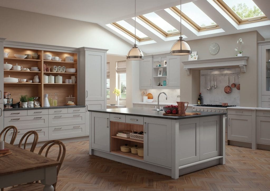 Georgia Light Grey Shaker Traditional Kitchen With Island | Aristocraft Kitchens